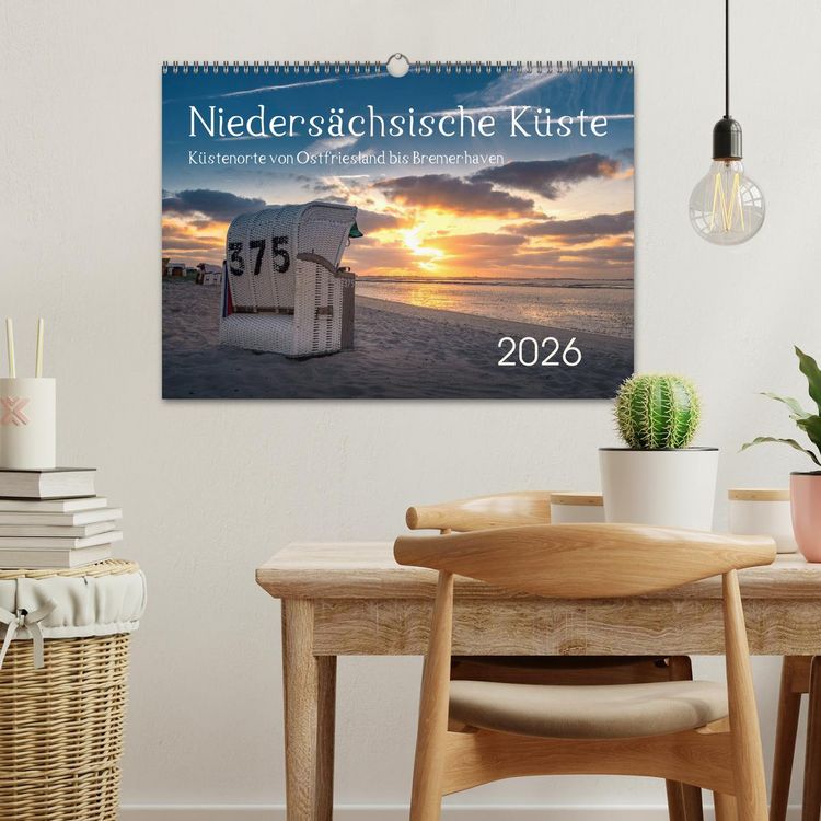 Produktbild: Nieders&auml;chsische K&uuml;ste - K&uuml;stenorte von Ostfriesland bis Bremerhaven (Wandkalender 2026 DIN A3 quer), CALVENDO Monatskalender