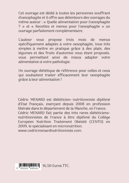 Produktbild: Menus d'automne pour l'oesophagite.