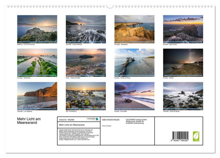 Produktbild: Mehr Licht am Meeresrand (hochwertiger Premium Wandkalender 2026 DIN A2 quer), Kunstdruck in Hochglanz
