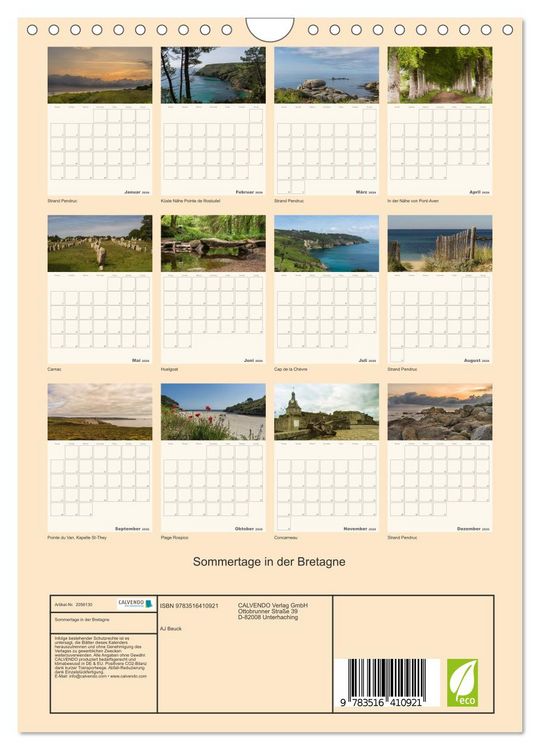 Produktbild: Sommertage in der Bretagne (Wandkalender 2026 DIN A4 hoch), CALVENDO Monatskalender