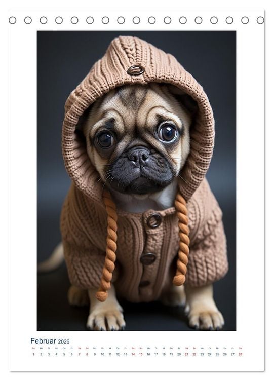 Produktbild: Der kleine Mops (Tischkalender 2026 DIN A5 hoch), CALVENDO Monatskalender