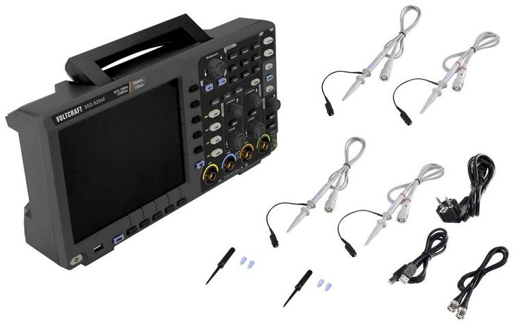 Produktbild: VOLTCRAFT DSO-6204F Digital-Oszilloskop 200 MHz 4-Kanal 1 GSa/s 10 Mpts 8 Bit Digital-Speicher (DSO), Funktionsgenerator 1 St.