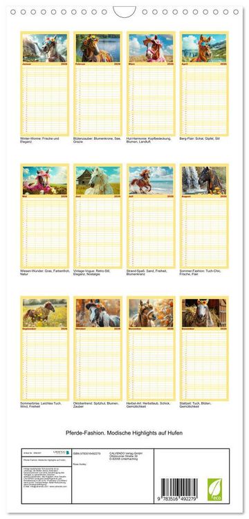 Produktbild: Familienplaner 2026 - Pferde-Fashion. Modische Highlights auf Hufen mit 5 Spalten (Wandkalender, 21 x 45 cm) CALVENDO