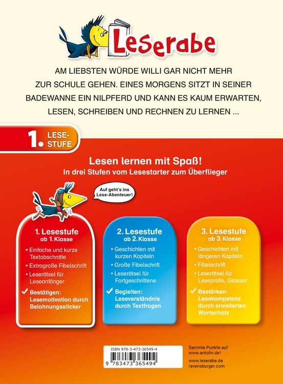 Produktbild: Leserabe 1. Lesestufe - ein Nilpferd in der Badewanne