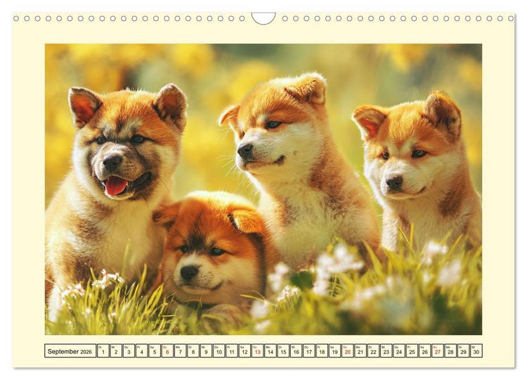 Produktbild: Akita Inu in der Natur. Japans edle und sanfte Sch&ouml;nheit (Wandkalender 2026 DIN A3 quer), CALVENDO Monatskalender
