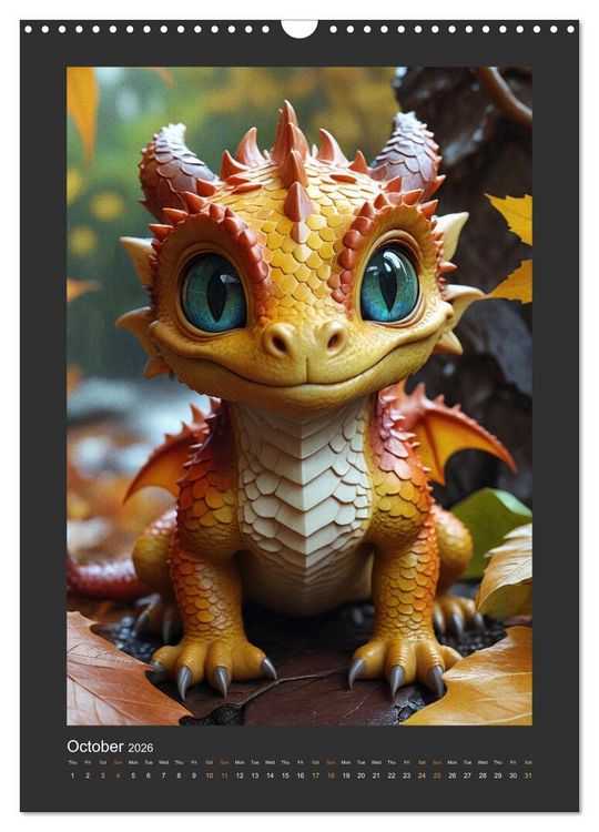Produktbild: Enchanted Dragons: A year full of little wonders (Wall Calendar 2026 DIN A3 portrait), CALVENDO 12 Month Wall Calendar