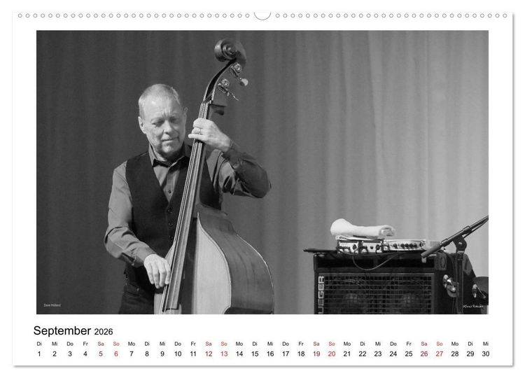 Produktbild: Internationale Meister des Jazz in Schwarzwei&szlig; (Wandkalender 2026 DIN A2 quer), CALVENDO Monatskalender
