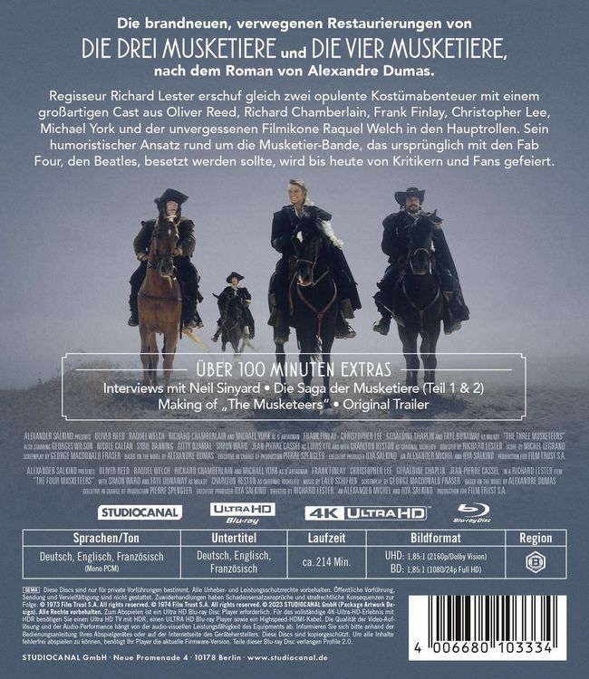 Produktbild: Die Musketiere - Einer f&uuml;r Alle - Alle f&uuml;r einen! (2 4K Ultra HDs) ( + 2 Blu-rays)