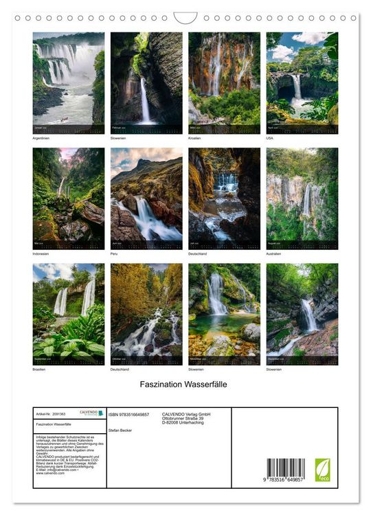 Produktbild: Faszination Wasserf&auml;lle (Wandkalender 2026 DIN A3 hoch), CALVENDO Monatskalender