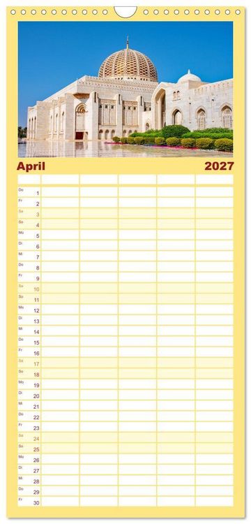 Produktbild: Familienplaner 2027 - Oman - Reiseziel Maskat und Salalah mit 5 Spalten (Wandkalender, 21 x 45 cm) CALVENDO