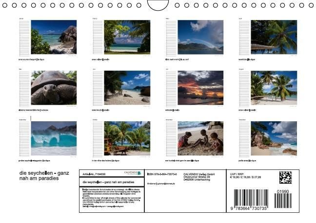 Produktbild: die seychellen - ganz nah am paradies (Wandkalender immerw&auml;hrend DIN A4 quer)