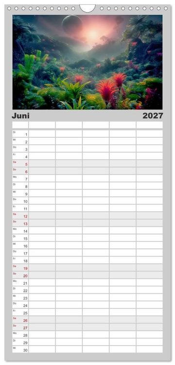 Produktbild: Familienplaner 2027 - Extraterrestrisch - Auf fremden Planeten mit 5 Spalten (Wandkalender, 21 x 45 cm) CALVENDO