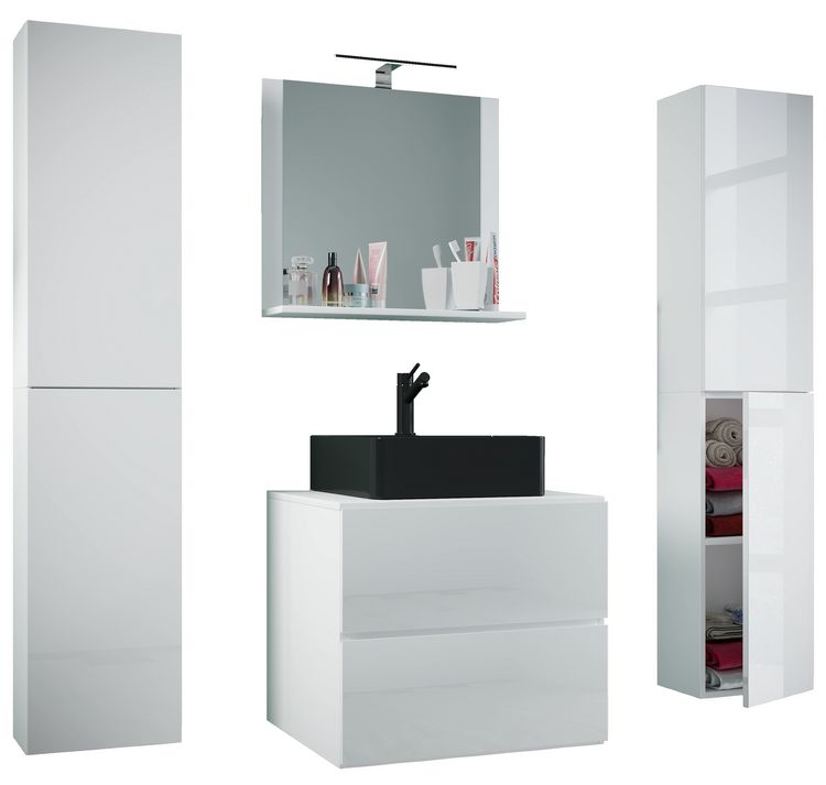 Produktbild: 5-tlg Waschtisch Badm&ouml;bel 60cm Lendas XL Schublade