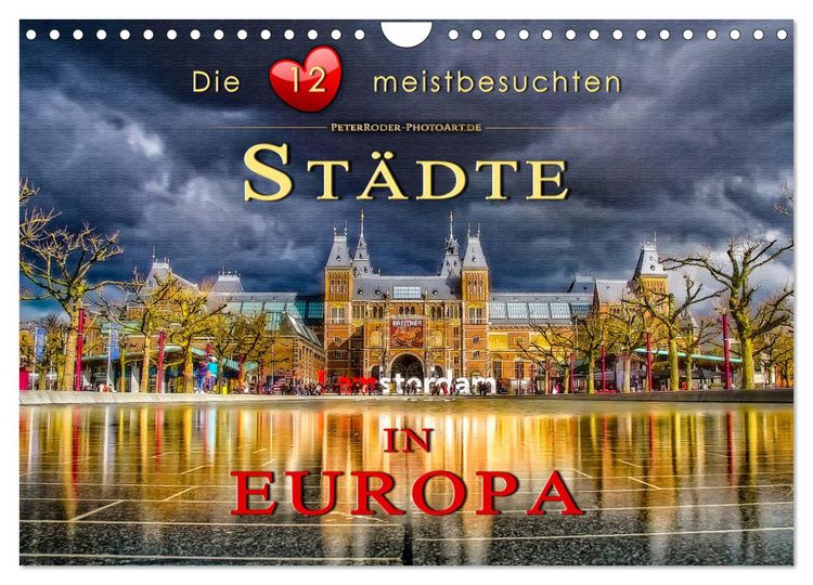 Produktbild: Die 12 meistbesuchten St&auml;dte in Europa (Wandkalender 2026 DIN A4 quer), CALVENDO Monatskalender