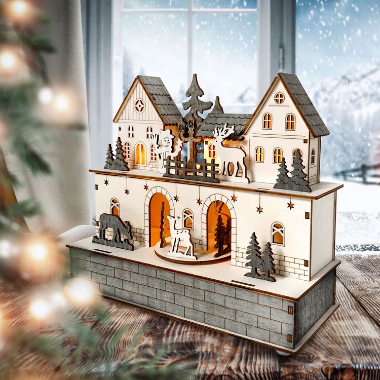 Produktbild: HTI-Living Weihnachtshaus mit beweglichen Figuren Weihnachtshaus mit beweglichen Figuren