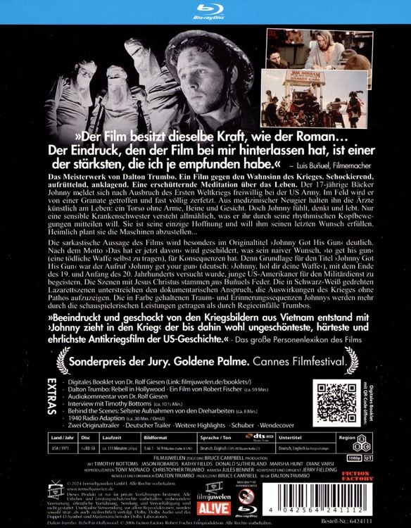 Produktbild: Johnny zieht in den Krieg (Johnny Got His Gun) (Filmjuwelen)