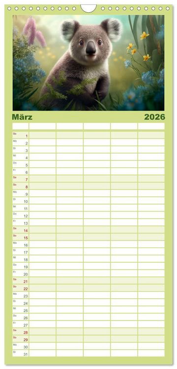 Produktbild: Familienplaner 2026 - Die Koalas sind los! Ein Jahr voller B&auml;renspa&szlig; mit 5 Spalten (Wandkalender, 21 x 45 cm) CALVENDO