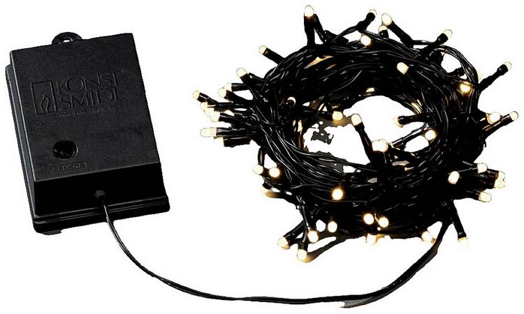 Produktbild: Konstsmide 3728-130 Lichterkette Au&szlig;en batteriebetrieben Anzahl Leuchtmittel 80 LED Warmwei&szlig; Beleuchtete L&auml;nge: 7.9m mit Schalter