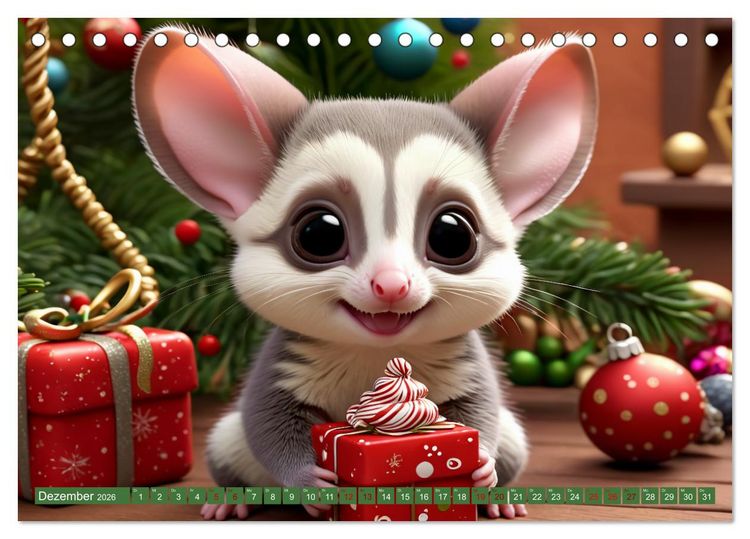 Produktbild: Niedliche Flugh&ouml;rnchen - Sugar Glider Jahresreise (Tischkalender 2026 DIN A5 quer), CALVENDO Monatskalender