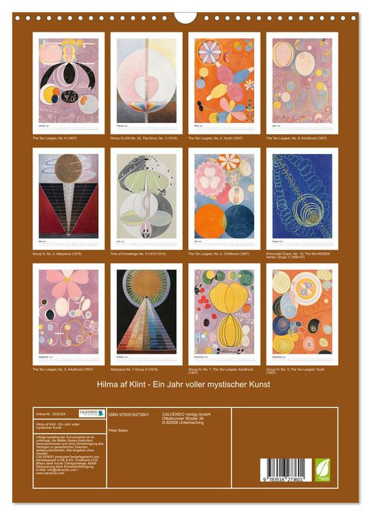Produktbild: Hilma af Klint - Ein Jahr voller mystischer Kunst (Wandkalender 2026 DIN A3 hoch), CALVENDO Monatskalender