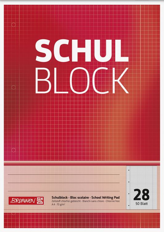 Produktbild: Brunnen Schulblock Notizblock A4 50 Blatt Lineatur 28