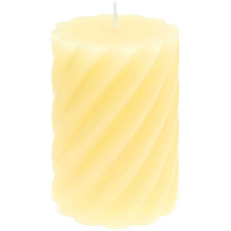 Produktbild: Stumpenkerze "Spiral" Gelb 7x10 cm, 300 g Brenndauer: 30h