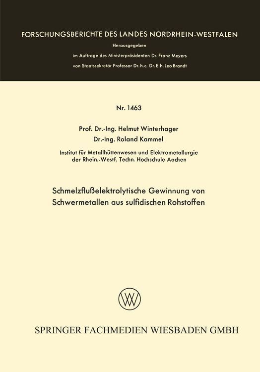 Produktbild: Schmelzflu&szlig;elektrolytische Gewinnung von Schwermetallen aus sulfidischen Rohstoffen