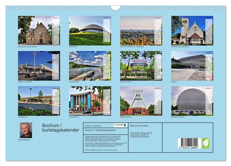 Produktbild: Bochum / Geburtstagskalender (Wandkalender 2026 DIN A3 quer), CALVENDO Monatskalender