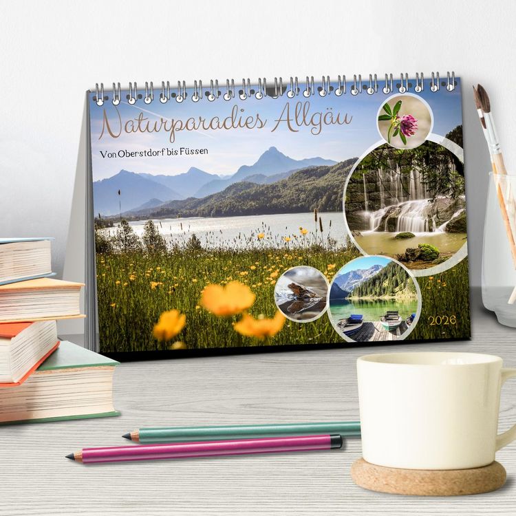Produktbild: Naturparadies Allg&auml;u - Von Oberstdorf bis F&uuml;ssen (Tischkalender 2026 DIN A5 quer), CALVENDO Monatskalender