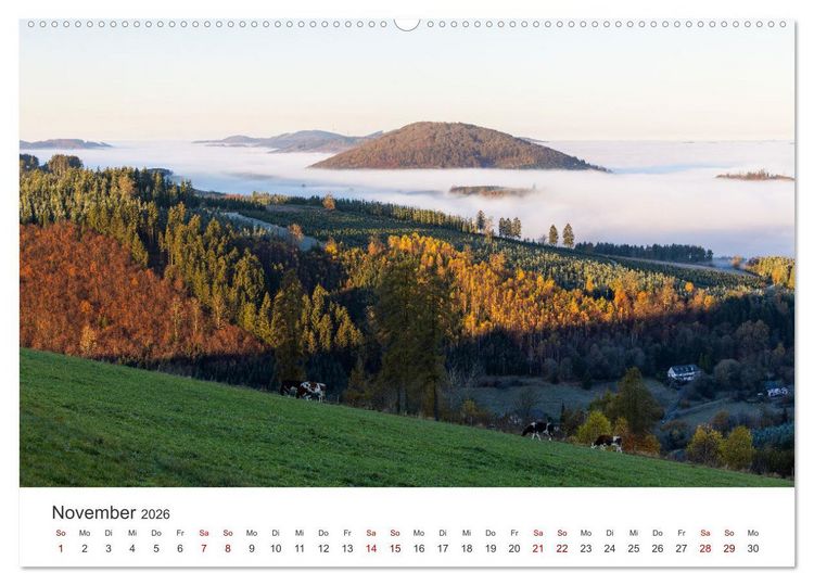 Produktbild: Sauerland - hier muss man mal gewesen sein (hochwertiger Premium Wandkalender 2026 DIN A2 quer), Kunstdruck in Hochglanz
