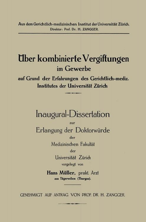 Produktbild: &Uuml;eber kombinierte Vergiftungen im Gewerbe auf Grund der Erfahrungen des Gerichtlich-mediz. Institutes der Universit&auml;t Z&uuml;rich