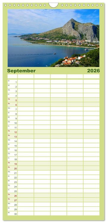 Produktbild: Familienplaner 2026 - Kroatien - Traumhafte Landschaften und faszinierende St&auml;dte mit 5 Spalten (Wandkalender, 21 x 45 cm) CALVENDO