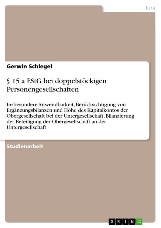 Produktbild: &sect; 15 a EStG bei doppelst&ouml;ckigen Personengesellschaften