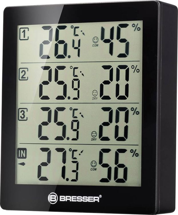 Produktbild: Bresser Optik Quadro Thermo-/Hygrometer Schwarz 7000020CM3000