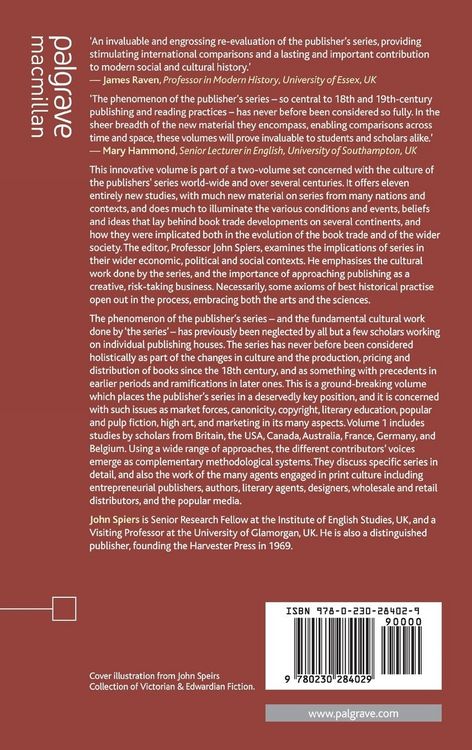Produktbild: The Culture of the Publisher&rsquo;s Series, Volume One