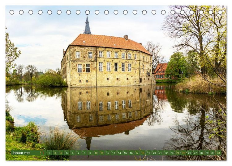 Produktbild: D&uuml;lmen - Wildpferde, Burgen und Schl&ouml;sser (Tischkalender 2026 DIN A5 quer), CALVENDO Monatskalender