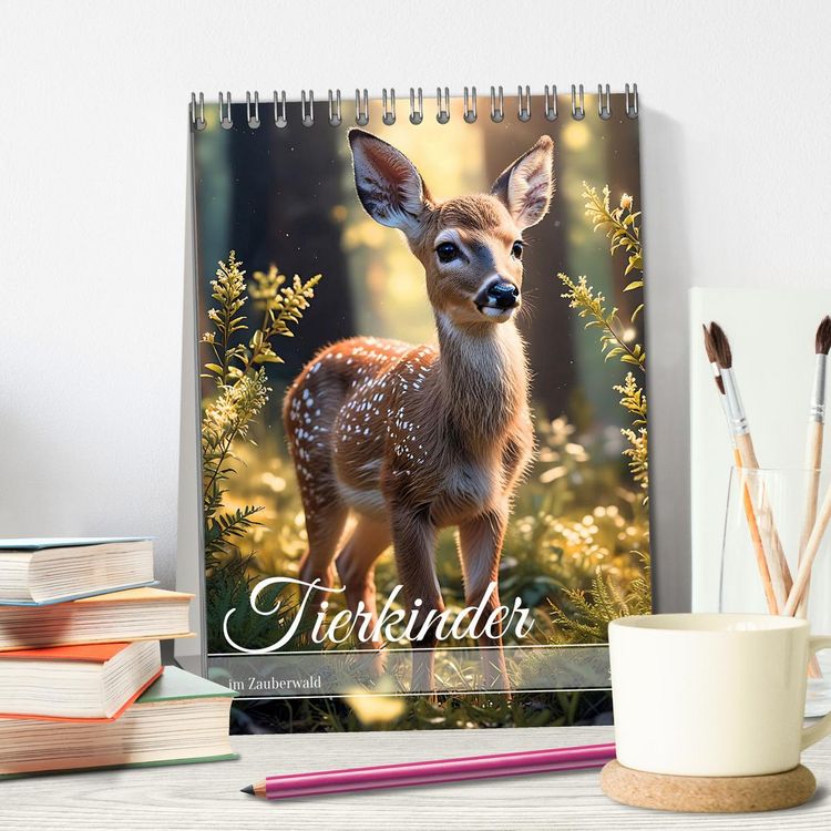 Produktbild: Tierkinder im Zauberwald (Tischkalender 2026 DIN A5 hoch), CALVENDO Monatskalender