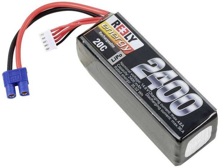 Produktbild: Reely Modellbau-Akkupack (LiPo) 14.8V 2400 mAh Zellen-Zahl: 4 20 C Softcase EC3