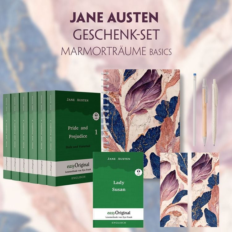 Bild vom Artikel Jane Austen Geschenkset - 7 Bücher (Softcover + Audio-Online) + Marmorträume Schreibset Basics vom Autor Jane Austen