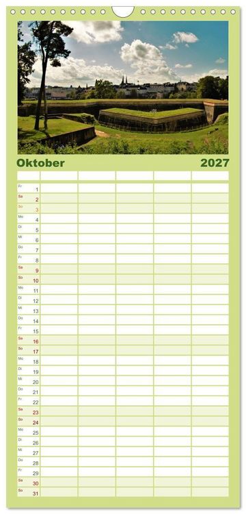 Produktbild: Familienplaner 2027 - Luxemburg entlang des Wenzelwegs mit 5 Spalten (Wandkalender, 21 x 45 cm) CALVENDO