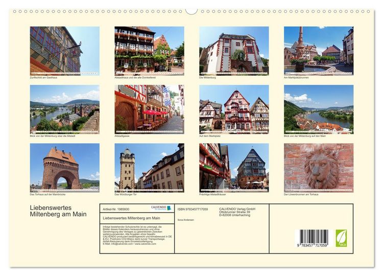 Produktbild: Liebenswertes Miltenberg am Main (hochwertiger Premium Wandkalender 2026 DIN A2 quer), Kunstdruck in Hochglanz