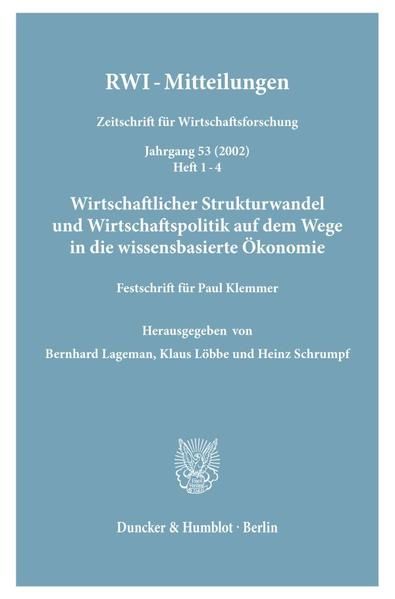 Produktbild: Wirtschaftlicher Strukturwandel und Wirtschaftspolitik auf dem Wege in die wissensbasierte &Ouml;konomie.