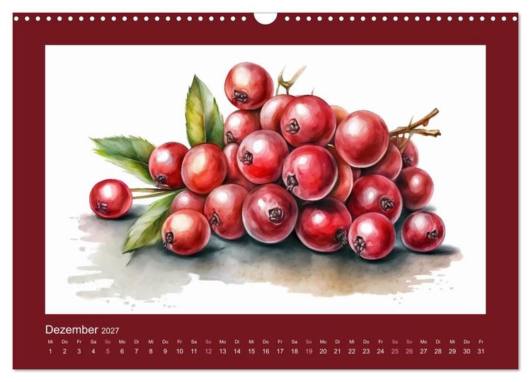 Produktbild: Fr&uuml;chte in Wasserfarben - Fruchtige KI-Kunst f&uuml;r das ganze Jahr (Wandkalender 2027 DIN A3 quer), CALVENDO Monatskalender