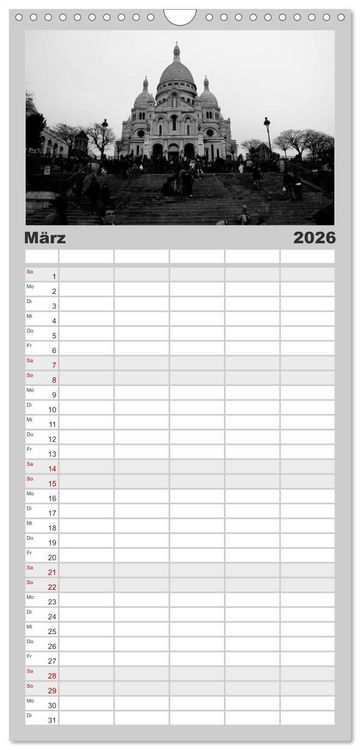 Produktbild: Familienplaner 2026 - BLACK 'N WHITE mit 5 Spalten (Wandkalender, 21 x 45 cm) CALVENDO
