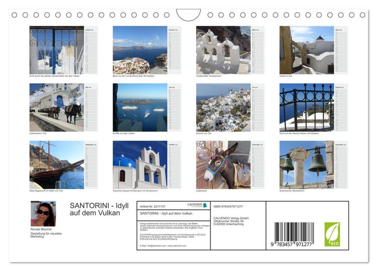 Produktbild: SANTORINI - Idyll auf dem Vulkan (Wandkalender 2026 DIN A4 quer), CALVENDO Monatskalender