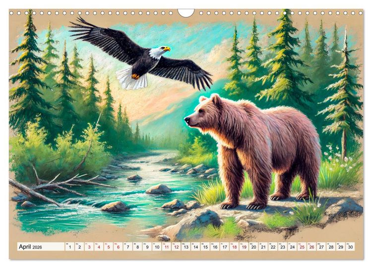 Produktbild: Ein Jahr mit den B&auml;ren - Ein majest&auml;tisches Leben in der Wildnis (Wandkalender 2026 DIN A3 quer), CALVENDO Monatskalender
