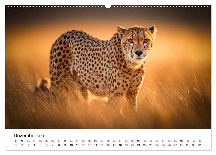 Produktbild: Geparden - Eleganz auf vier Pfoten (hochwertiger Premium Wandkalender 2026 DIN A2 quer), Kunstdruck in Hochglanz