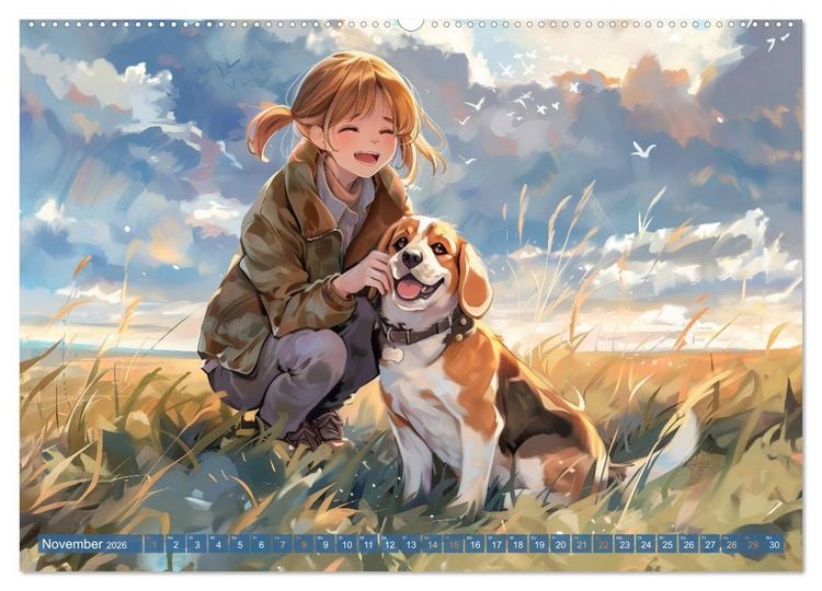 Produktbild: Tierische Anime-Freunde - Fr&ouml;hliche Streifz&uuml;ge mit Hund und Katze (Wandkalender 2026 DIN A2 quer), CALVENDO Monatskalender