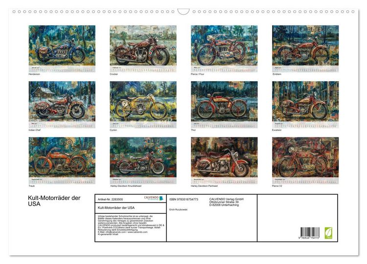 Produktbild: Kult-Motorr&auml;der der USA (Wandkalender 2027 DIN A2 quer), CALVENDO Monatskalender