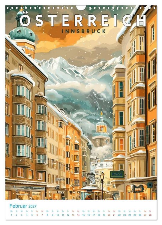 Produktbild: &Ouml;sterreich - Old School Poster Style (Wandkalender 2027 DIN A3 hoch), CALVENDO Monatskalender